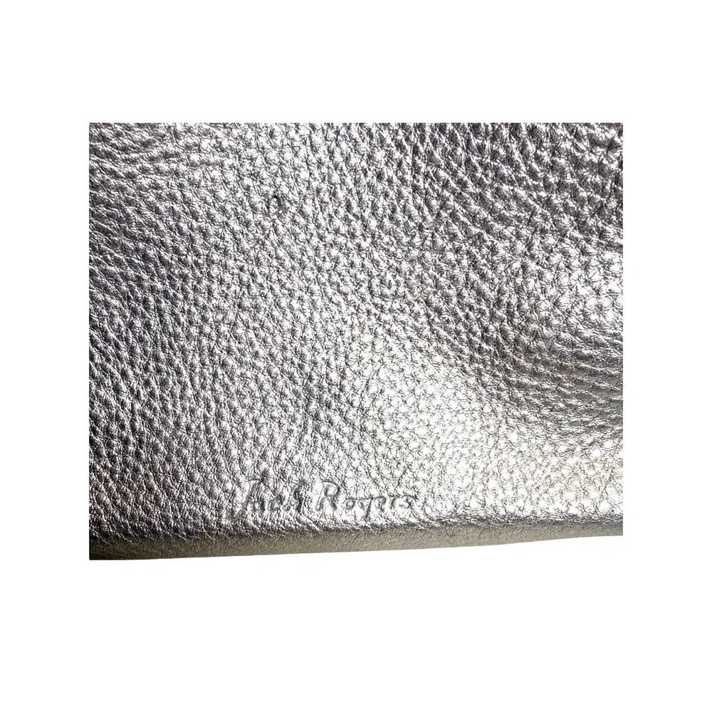 Jack Rogers Silver Metallic Leather Mini Fold-Over Tassel Crossbody Bag